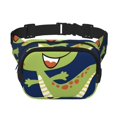 thumbnail image 1 of Fotbe Dino Playing Roller Skate Cangurera Cuadrada con Estampado de Doble Capa, Bolsa de Cintura Ajustable Mini para Hombres y Mujeres, 1 of 9