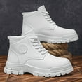 thumbnail image 6 of Men's White Boots - Mid-Calf Height Chunky Sole Rugged Traction Tread, Lace-Up Round Toe Winter & Autumn Boots for,M Casual & Casual Attire - Comfortable Durable Boots for Men with Cushioned Insole, 6 of 10