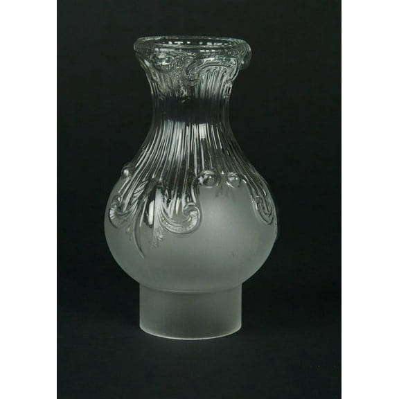 Clear/Frosted Glass Lamp Chimney, Replacement Hurricane Globe Measures 3 Inch Diameter Base x 8 1/2 Inches High for Oil or Kerosene Lanterns, Princess