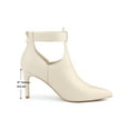 thumbnail image 6 of BLISSFUL STEP Women's Ankle Boots Stiletto Heels Pointed Toe Back Zip Faux Leather Dress Boots Beige 8.5, 6 of 8