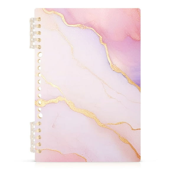 Spiral Notebooks 60 Sheets 120 Pages A5 Journal Notepad 8.3x5.7 Inch Thick Adjustable College Ruled Paper Light Pink Gold Marble