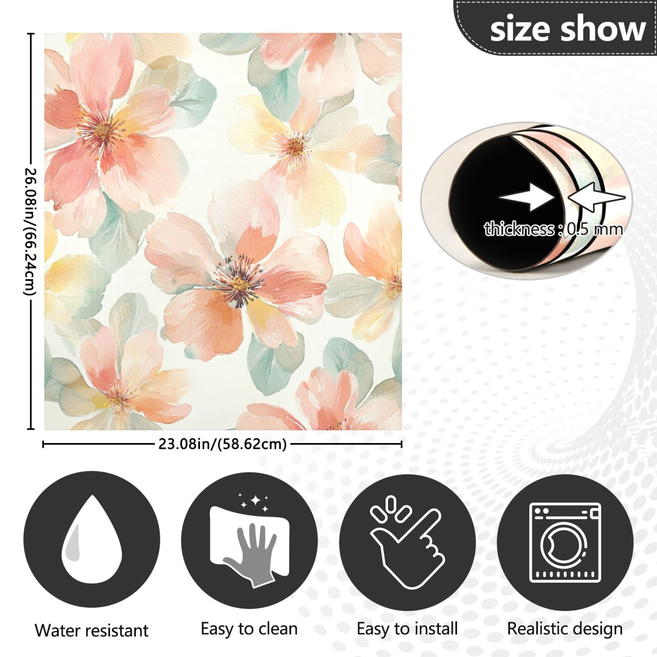 Dishwasher Magnetic Sticker 23x26 Inch Refrigerator Magnetic Sticker Washing Machine Magnetic Sticker Kitchen Panel Magnetic Sticker Home Decor Colorful Red Flowers