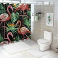 thumbnail image 7 of Orinice Tropical Plant Shower Curtain Pink Flamingo Bird Green Plam Leaves Floral Nature Summer Jungle Scenery Fabric Bathroom Decor Curtain with Hooks 60x72, 7 of 7