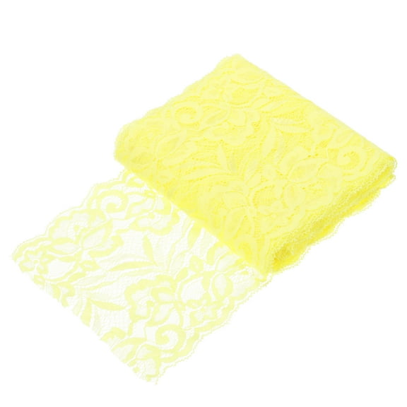 Uxcell 6 Inch Wide 5 Yard Lace Ribbon Floral Pattern Light Yellow Lace Trim Ribbon for Sewing Making