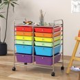 thumbnail image 5 of Storage Cart with 12 Drawers Rolling Wheels Semi-Transparent Multipurpose Mobile Rolling Utility Cart for School, Office, Home, Beauty Salon Files Arrangement Storage Organizer Cart, Colorful, 5 of 5