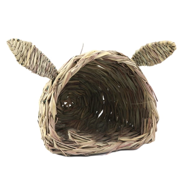 kurtrusly Tunnel en Herbe pour Lapin Cachette Chaude Petite Hutte Spacieuse Nid en Paille pour Lapin Maison en Herbe Taille de Cachette Chaude Hutte Est
