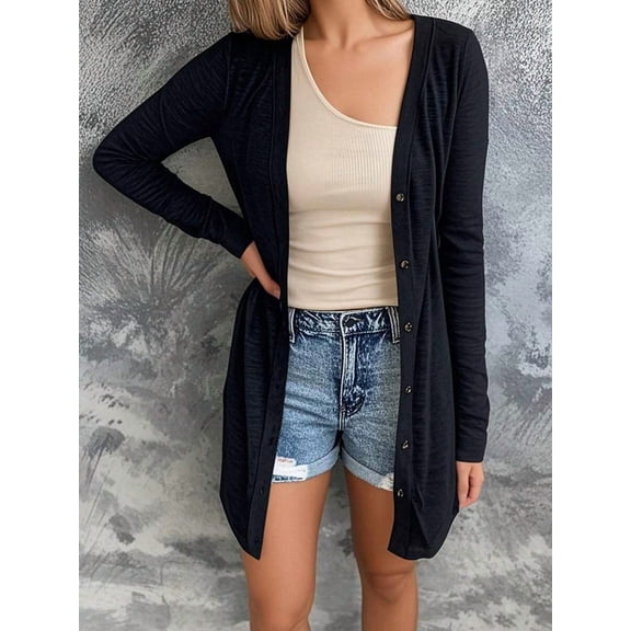 Women's Open Front Loose Long Sleeve Cardigan Casual Summer Autumn Outfit Jacket