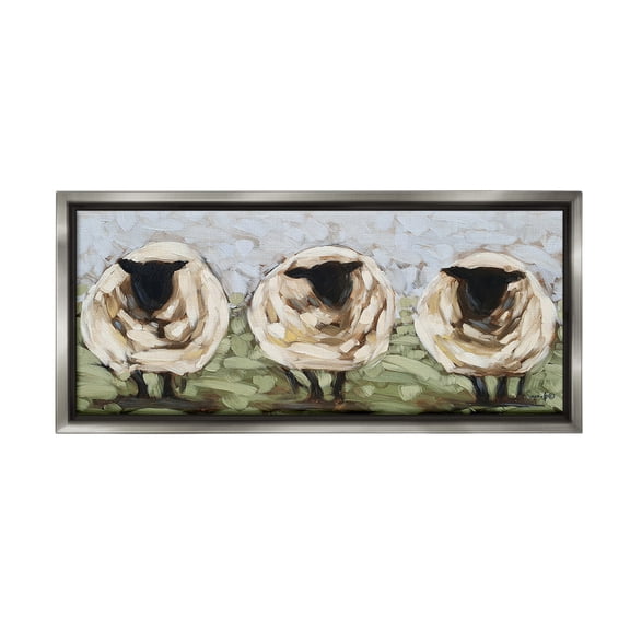 Stupell Industries Abstract Sheep Trio Animals & Insects Painting Gray Floater Framed Canvas Art Print Wall Art, 31 x 14