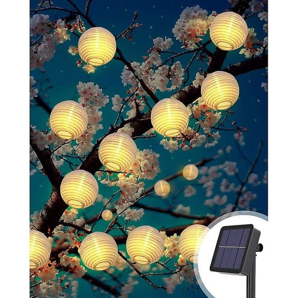 Guirnaldas de luces solares para exteriores, 8 modos, 20 luces LED de linterna solar, linterna LED decorativa impermeable para exteriores, luces de cadena solares para jardín para fiesta, Chris
