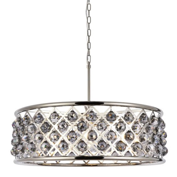 1214 Madison Collection Pendant Lamp D:32in H:10.5in Lt:8 Polished Nickel Finish Royal Cut Silver Shade (Grey)