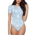 thumbnail image 1 of Fotbe Cute Bunny Body de Mujer con Cuello Redondo y Mangas Cortas, Sin Mangas Ajustado, Suave, Cómodo y Básico-Small, 1 of 7