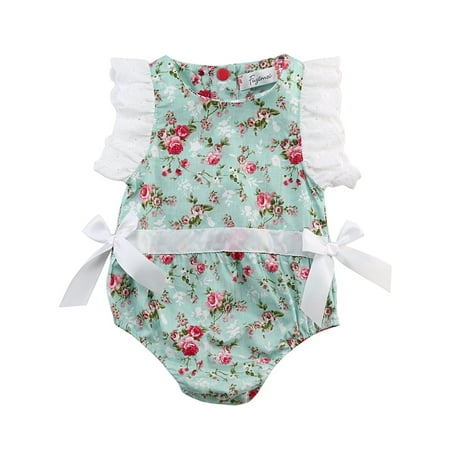

Pudcoco Kids Baby Girl Clothes Lace Floral Cotton Romper Jumpsuit Outfits