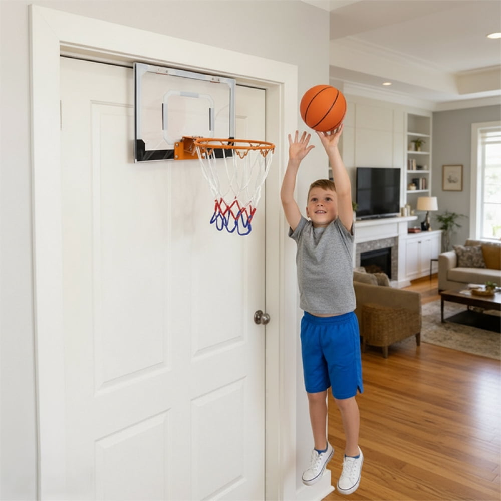 Mini Indoor Basketball Hoop, Over The Door Backboard and Rim Mini Indoor Basketball Hoops Set for Door, Boost Wall Mount Basketball Hoop for Wall Outdoor Office