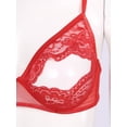 thumbnail image 6 of Sinleey Women Sheer Lace Floral Portrait Open Tip Bra Unlined Push-up Bralette Underwear Nightwear Red M, 6 of 7