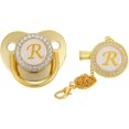 thumbnail image 1 of Baby Gold Liquid Silicone Chupete Letra A Chupete Chupete con clip de cadena, Newborn Essentials, 1 of 5