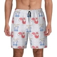 thumbnail image 2 of Picia Red Squirrel And Blue Rabbit pattern Mens Swim Trunks with Compression Liner Stretch Beach Shorts Quick Dry with Zipper Pockets No-Chafing Board Shorts-Small, 2 of 9