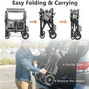 AILEEKISS Stroller Wagon for 2 Toddlers with Canopy, All-Terrain Baby Wagon Stroller,55 Pounds, Grey