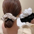 thumbnail image 6 of 3PCS Rhinestones Embellished Scrunchie Ruffled Cloth Ponytail Holder Large Beads Hair Ties for Daily Use or Parties, 6 of 8