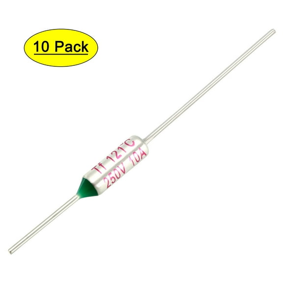 10Pcs RY TF 121 Celsius Degree Cutoff Thermal Fuse  250V 10A Green Silver Tone