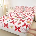 thumbnail image 3 of Homewish Kawaii Red Bow Tie 3pcs Twin Sheet Sets for Teens Girls Female,Merry Christmas Twin Fitted Sheet,Xmas Festival Breathable Flat Sheet,Microfiber Bedroom Decor, 3 of 7