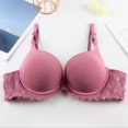 thumbnail image 2 of LLYwey Wireless Push up Bras for Women Women's Breathable Thick Cup Lace Bra Soft Underwire Push up Underwear Big Girls Size Nylon Support Bra Style LW-311 Pinks XL, 2 of 3