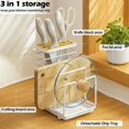 thumbnail image 3 of Cutting Boards Knife Organizer, 3 In 1 Kitchen Organizer Rack, Kitchen Utensils Rack Chopping Boards/knives/pot Pan Lid Storage With Drip Tray, White, 3 of 5