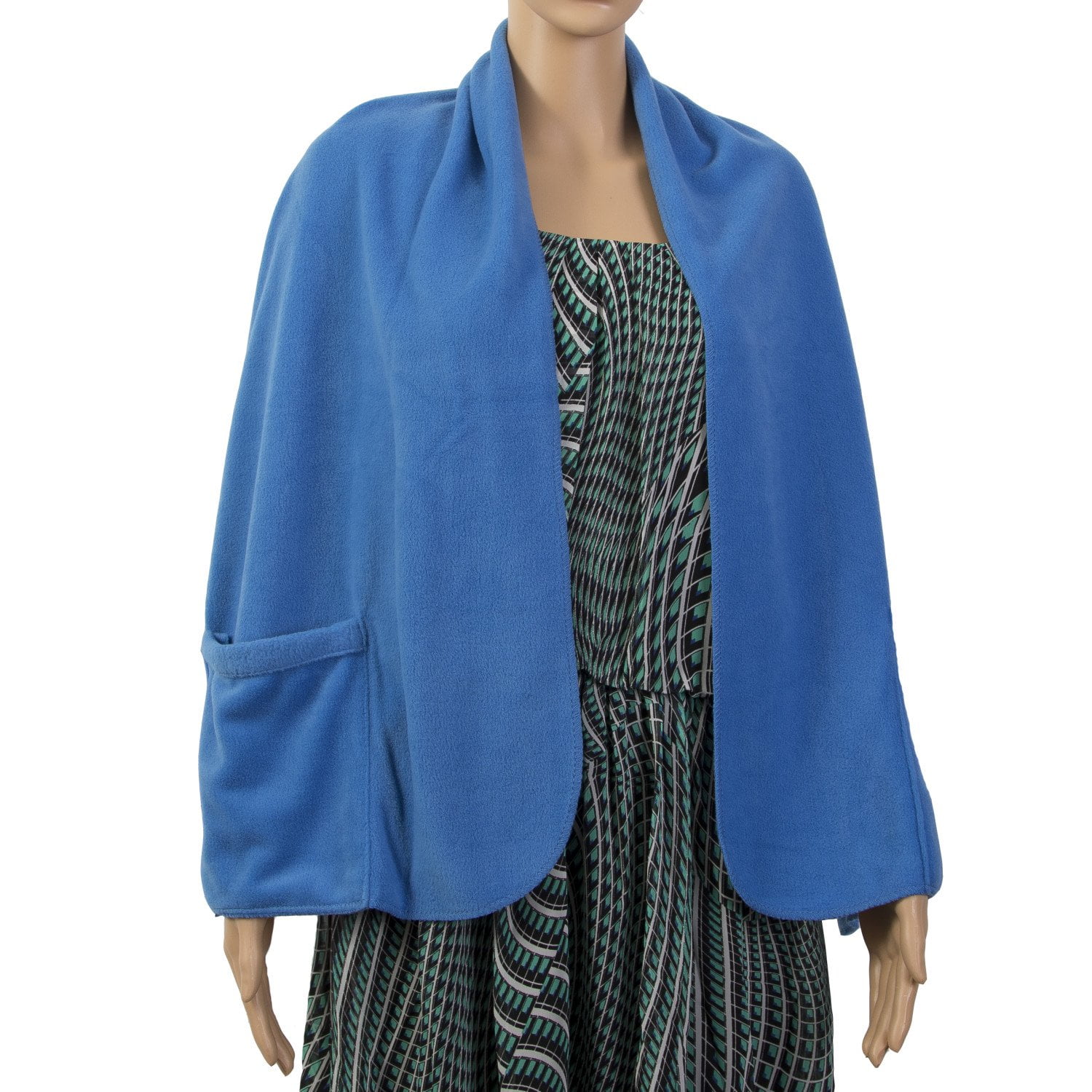 Fleece Pocket Wrap Shawl Keeps Shoulders Warm with Hand Warmer Pockets