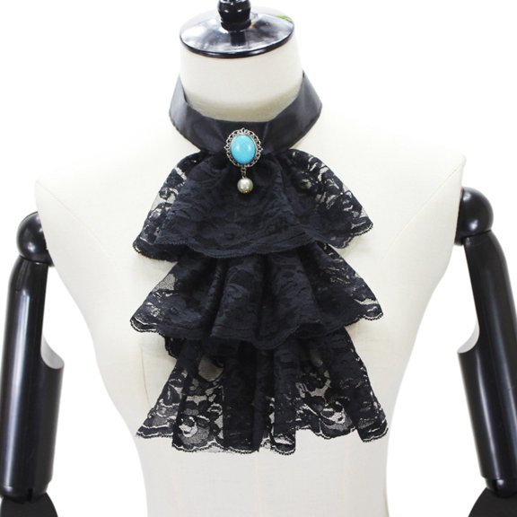 Necvior Vintage Ruffled Lace Detachable Fake Collar Victorian Costume Jabot Steampunk Costume Accesories for Women