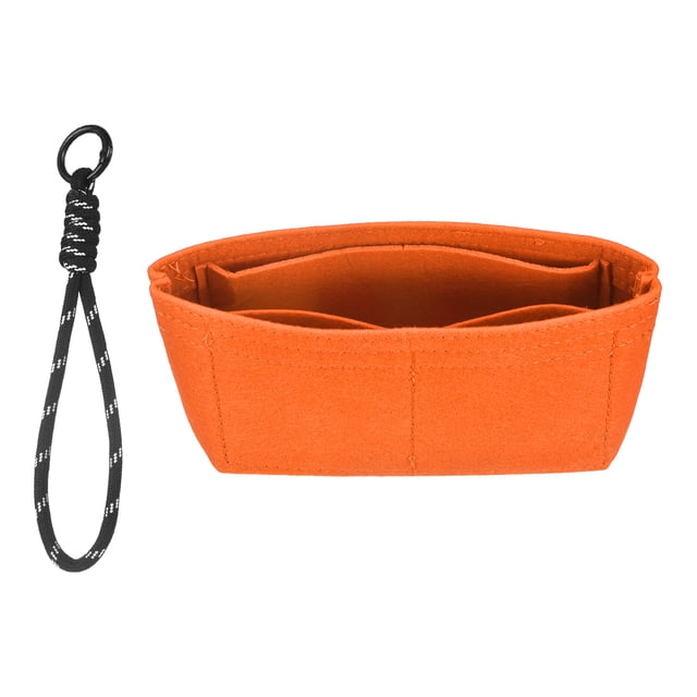 Inserto organizador de bolso Uxcell, organizador de bolso pequeño de fieltro, mini bolsa de almacenamiento y forro interior para mochilas y bolsas de hombro, naranja