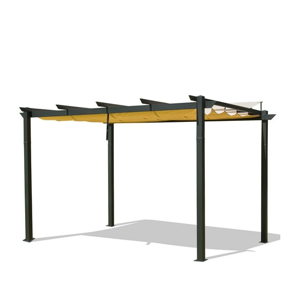 TOTAL Outdoor 9' X 13' Outdoor Aluminum Pergola with Retractable Weather-Resistant Canopy, Perfect for BBQs, Parties, Backyard, Deck, Garden, and Beach(Dark Gray)