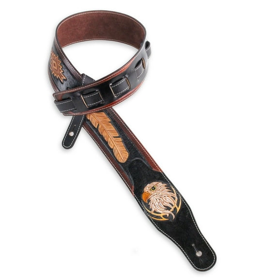 Walker & Williams LCT-21 Hand Tooled Leather Strap with Feather & Eagle