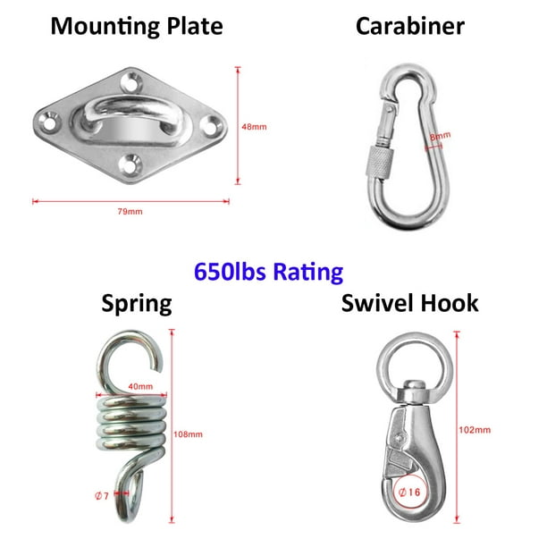 Universal HANGING KIT - Heavy Duty Sturdy Ceiling Hook Mounting for Hammock  Chair, Heavy Bag, Punching Bag, Plants, Porch Swing - Includes Hook Mount, Swivel  Hook, Spring, Carabiner - Supports 