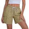 thumbnail image 3 of Fsgntruao Women Solid Color Clothing With Elastic Casual Elastic Pockets Five-Point Four Pockets Pants Overalls, 3 of 6