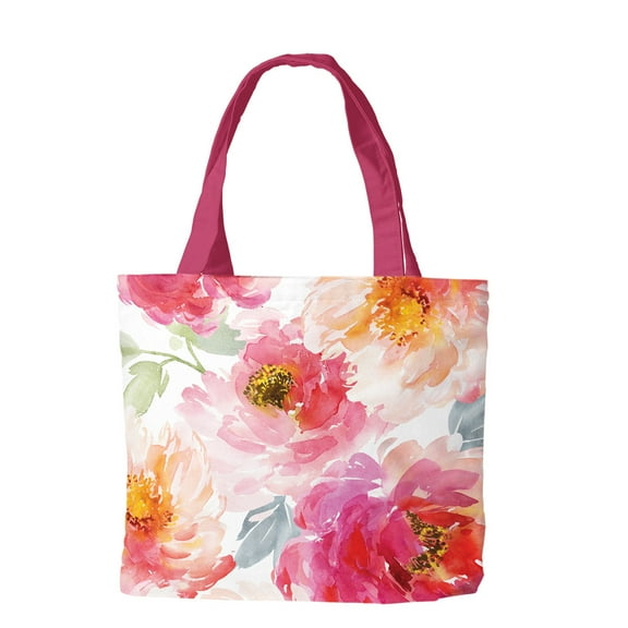 Briarwood Lane Watercolor Floral Spring Canvas Tote Bag