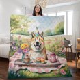 thumbnail image 2 of Happy Mother's Day Akita with Sweets and Flowers at a Picnic Quilt Blanket Inu Dog Lover Cozy Comforter Throw Blanket - 13005, 2 of 5