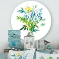 thumbnail image 2 of Designart 'Meadow Flowers Garland On White' Farmhouse Circle Metal Wall Art 23x23 - Disc of 23, 2 of 5