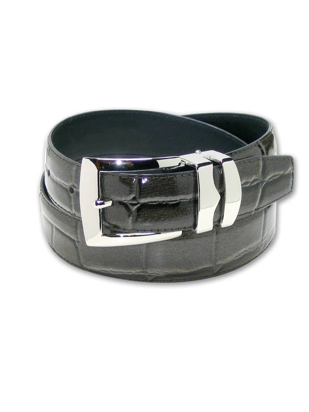 Mens Belt Reversible Wide Bonded Leather Silver-Tone Buckle LIME GREEN//Black