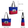 thumbnail image 3 of Haiti Flag Woman Leather Handbags Large Tote Bag Fashion Portable Handbags With Zipper, 3 of 7