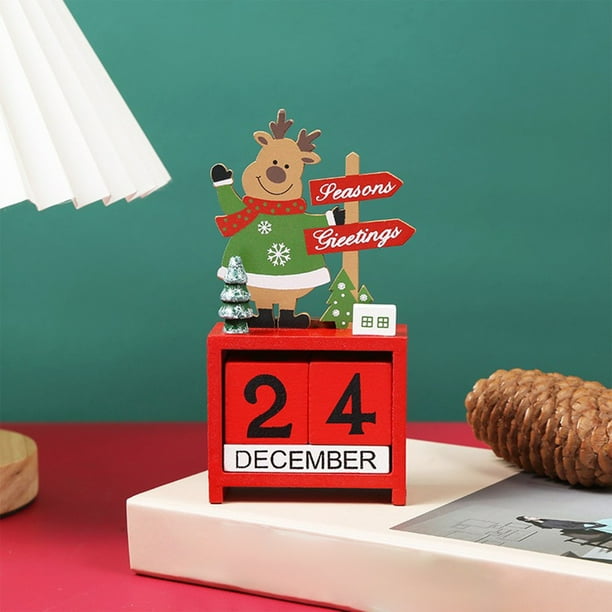onlyliua para El Hogar Adornos Navideños Marionetas de Madera Navideñas Adornos de Decoración de Escritorio Navideño Adorno de Cuenta Regresiva