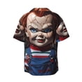 thumbnail image 6 of Lsque Chucky print Men's Cuban Collar Short Sleeve Shirt Summer Beachwear Casual Button Down Fashionable Vacation Leisure Shirt-XX-Large, 6 of 7