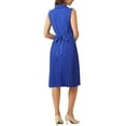 thumbnail image 3 of INSPIRE CHIC Collared Pleated Dress for Women's V Neck Sleeveless Work Office Dresses XS Blue, 3 of 5
