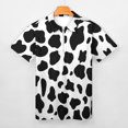 thumbnail image 3 of Black And White Cow Print Men Zipper T-shirt Summer Casual Short Sleeve T-shirt Top, 3 of 7