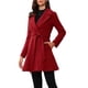 thumbnail image 4 of Abrigo elegante Inspire Chic para mujer, con cuello de chal, abrigo largo con cinturón de invierno, color rojo oscuro, 4 of 6