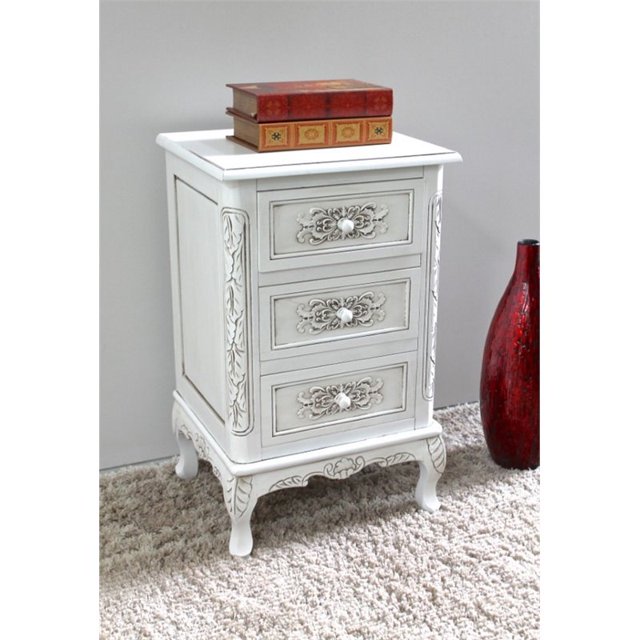 International Caravan Windsor 3 Drawer End Table in Antique White