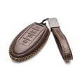 thumbnail image 2 of Vitodeco Leather Smart Key Fob Case Cover Protector - Compatible with Nissan | Compatible with Infiniti - (2007 - 2022 Models) - 4 Buttons, Brown, 2 of 5