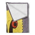 thumbnail image 2 of Abstract Soft Flannel Fleece Throw Blanket, Trippy Creature Heads and Large Eyes on Yellow Stamp Illustration, Cozy Plush for Indoor and Outdoor Use, 50" x 60", Warm Taupe Yellow, by Ambesonne, 2 of 5