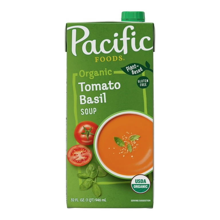 Pacific Foods Organic Tomato Basil Soup Plant Based 32 oz Carton