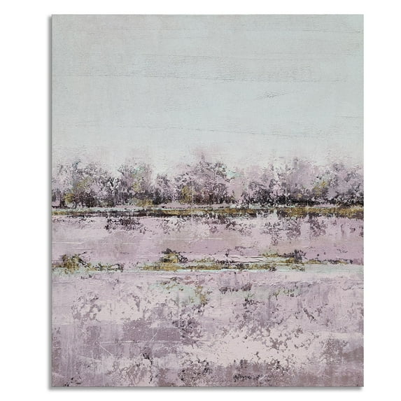 Yihui Arts Abstract Lake Landscape Canvas Wall Art with Gold Foil for Home Office