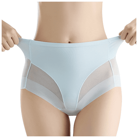 Fulorrnie Underwear for Women Tummy Control High Waist Breathable Comfort Panty Sport Briefs Panties Blue XL