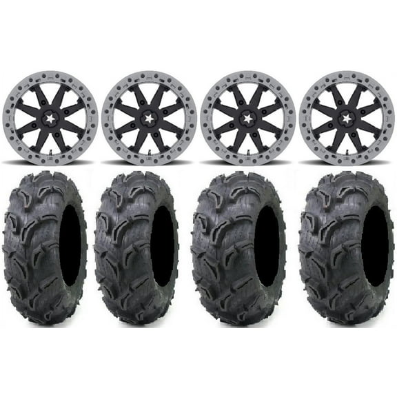 MSA Lok2 Beadlock 14" UTV Wheels 30" Zilla Tires Kawasaki Mule Pro FXT